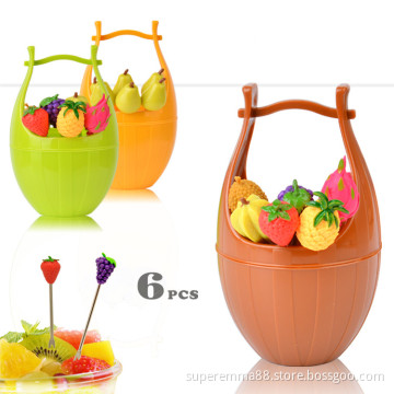 Korean cartoon stainless steel fruit fork set/Fashion cute fruit toothpick/8 installed/Salad fork/Small animal fork